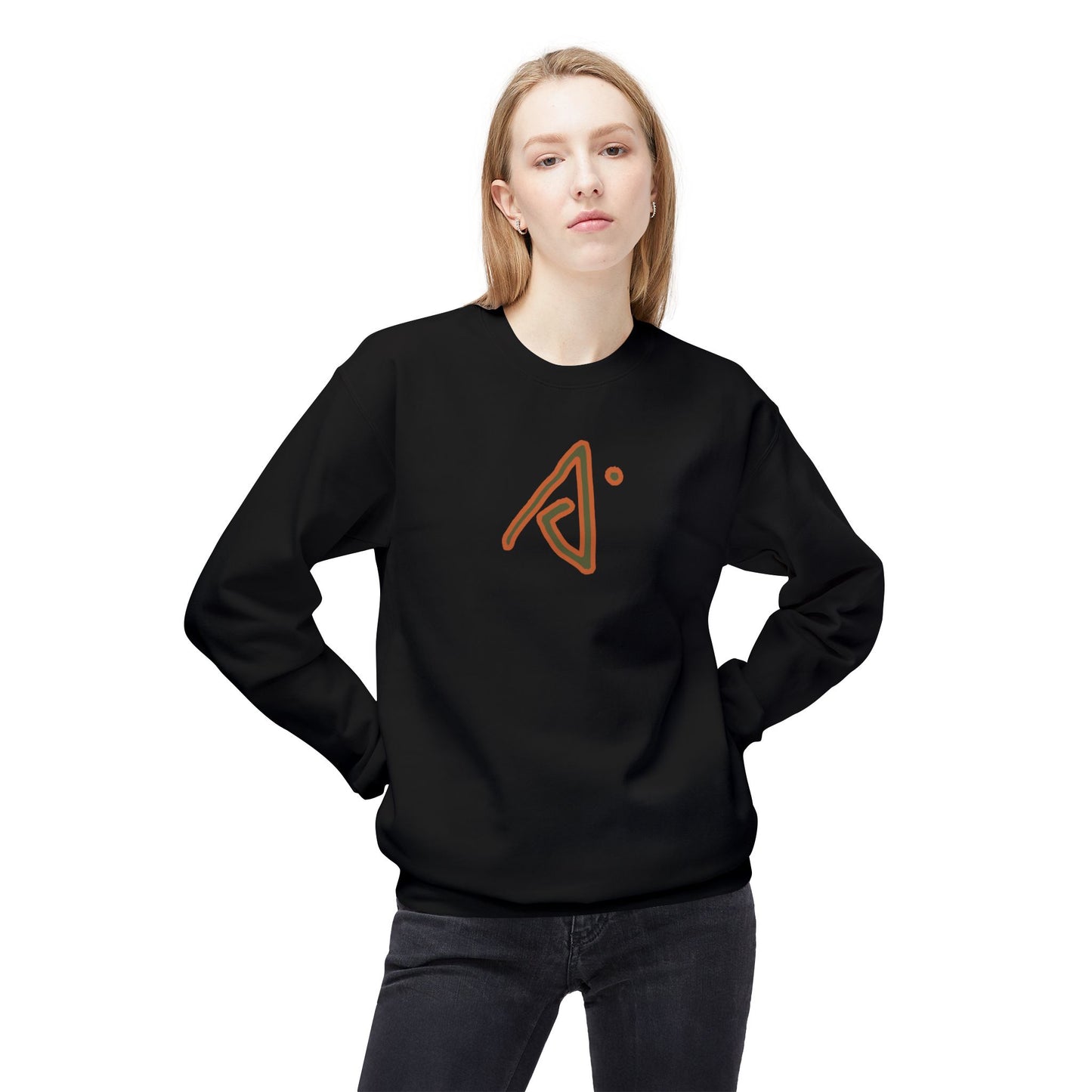 Balanced AI - Minimal Logo Crewneck Sweatshirt — Small Abstract Emblem on Chest