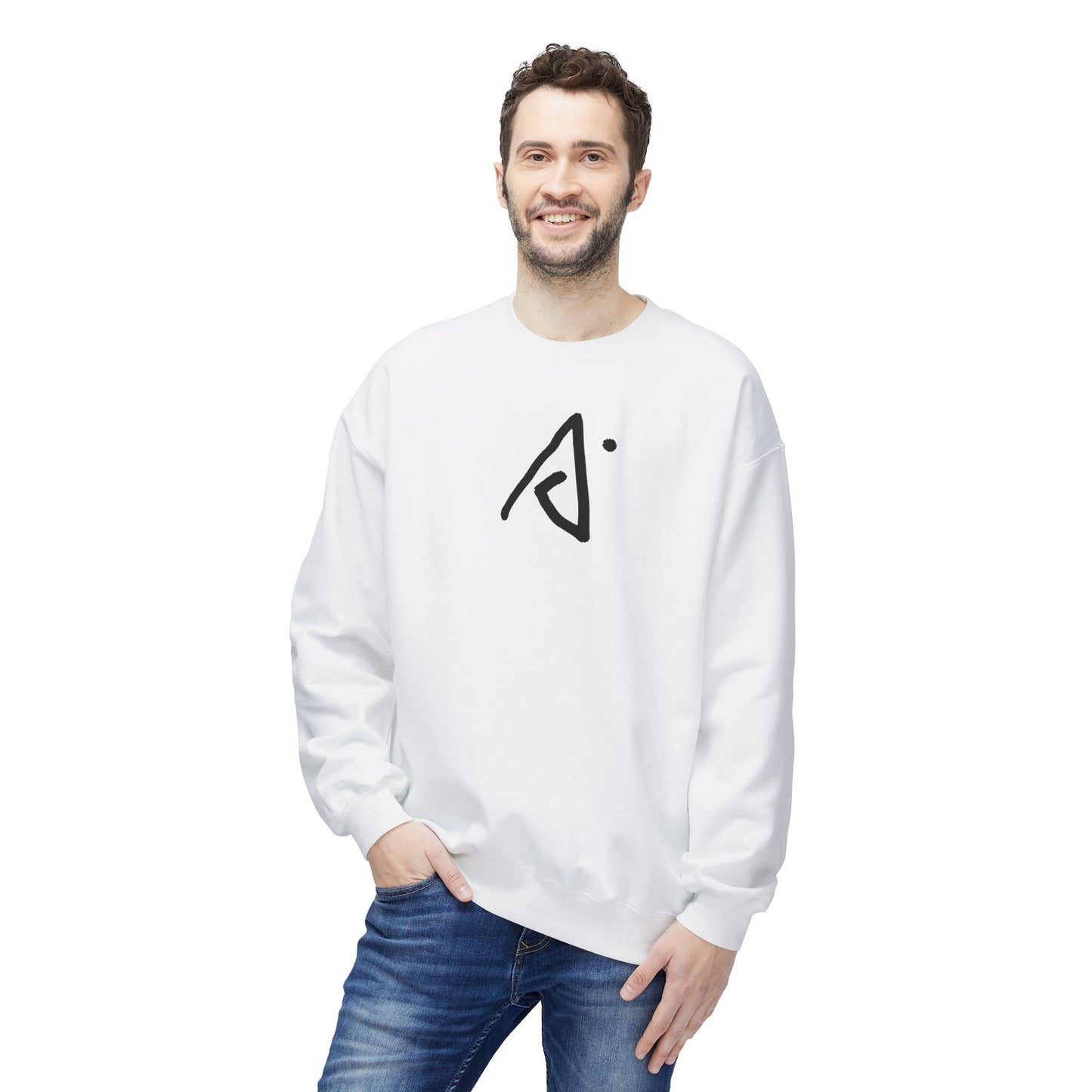 Balanced AI - Minimal Logo Crewneck Sweatshirt — Small Abstract Emblem on Chest
